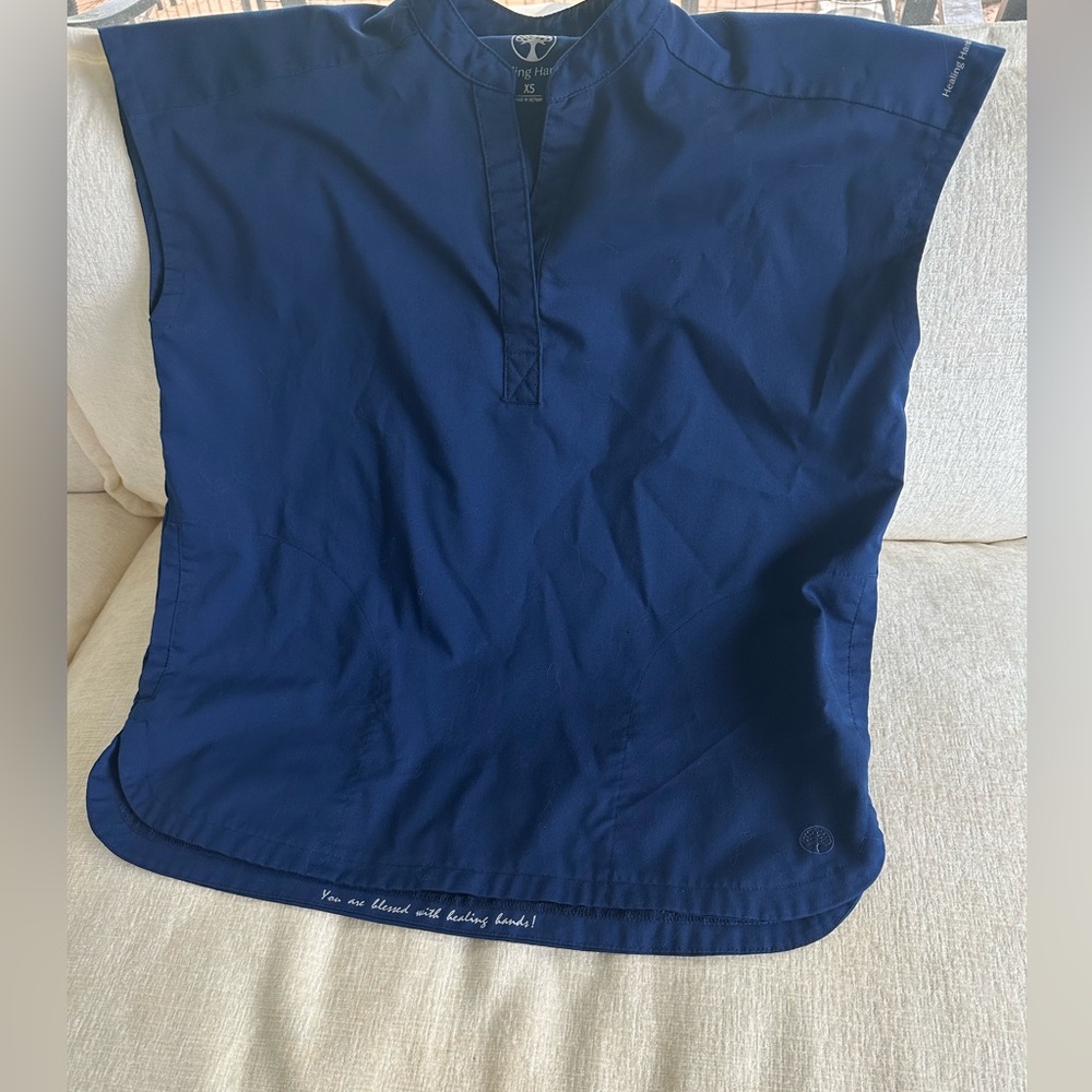 Healing Hands Navy Scrub Top
